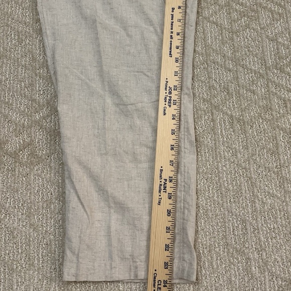 H&M Pants Women's L Tan Linen Pull On Beach Pockets Adjustable String Cropped. - Picture 7 of 14